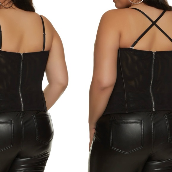 RainbowShops 1XL Black Convertible Mesh corset - Picture 6 of 7